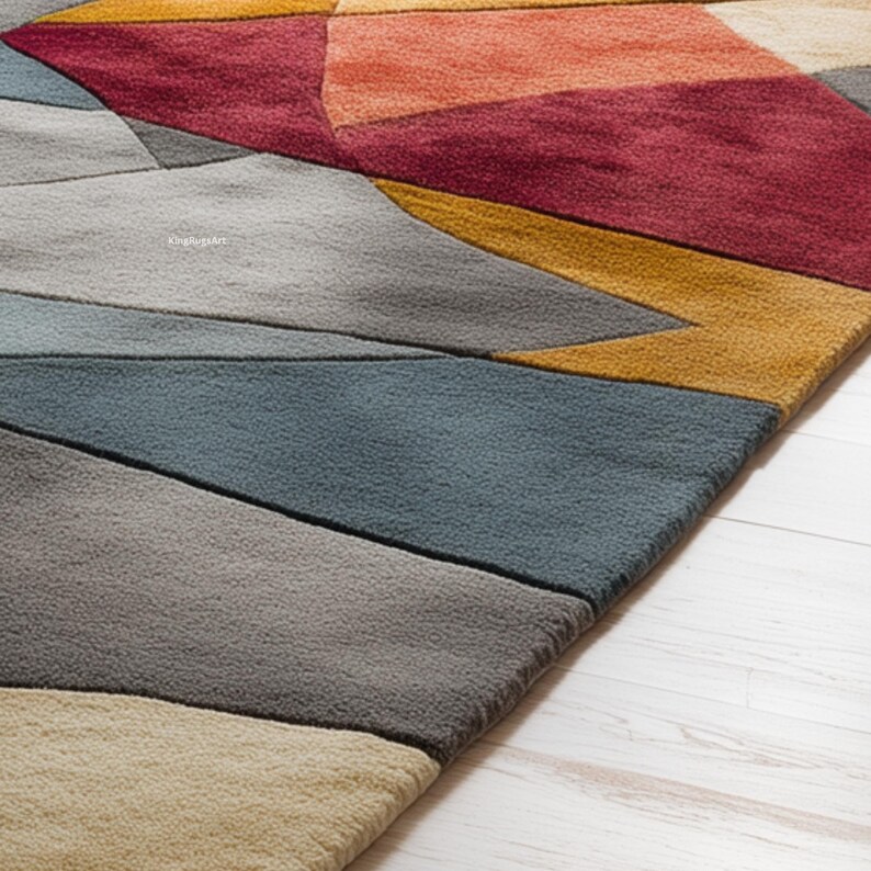 Carter Rugs Geometric Hand-tufted Wool Rug – Modern Geometric Patchwork, Mid-century Style - Etsy