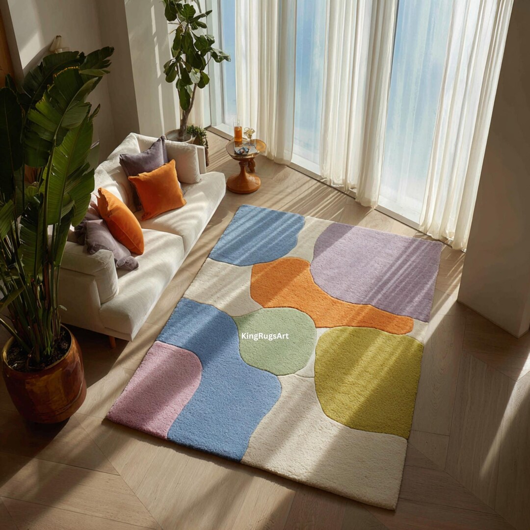 Hand-tufted Wool Rug | Modern Abstract Color Block Design - Etsy