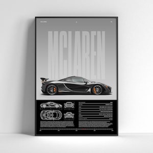 Mclaren P1 Poster | Sports Car Wall Art Print | Modern Automotive Poster | Gift for Car Enthusiast | Car Print | Car Poster