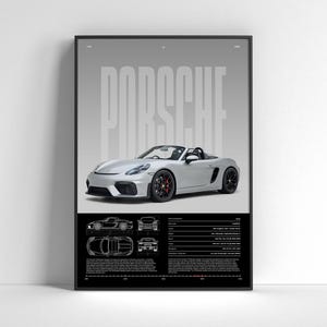 Porsche 718 Boxster Spyder Poster | Sports Car Wall Art Print | Modern Automotive Poster | Gift for Car Enthusiast | Car Print | Car Poster