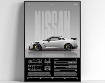 Nissan GT-R R35 Nismo Poster | JDM Supercar Wall Art | High Performance Sports Car Print | Gift for Car Enthusiast | Car Print | Car Poster