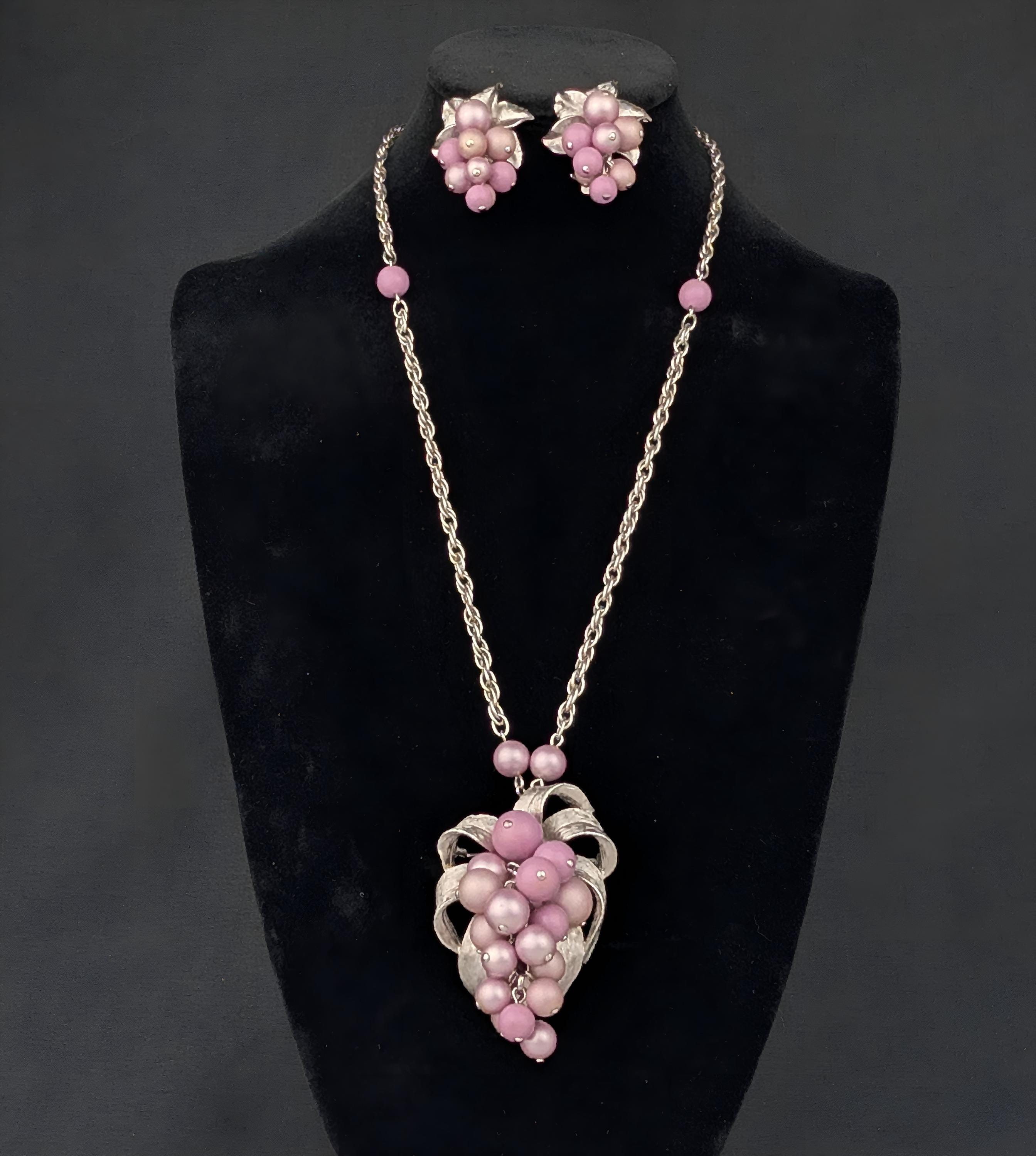 50s Pink Necklace Set - Etsy
