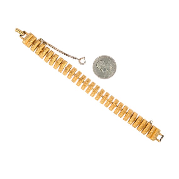 Vintage Gold Tone Rectangular Panel Link Bracelet - image 8
