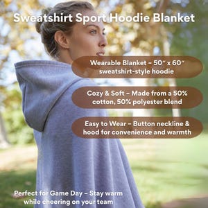 Wearable Hoodie Blanket, Sweatshirt Blanket for Game Days, Stadiums, Camping & the Beach image 3