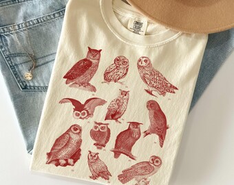 Vintage Owl Shirt, Comfort Colors Cottagecore Shirt, Goblincore Shirt, Birdwatching Gift, Minimalist Gothic Forestcore, Protect the Locals