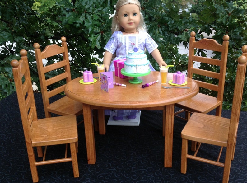 American Girl Doll Furniture Oval Stained Doll Table 4 Chair Etsy
