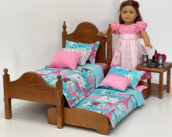 18-inch Doll furniture. Doll bed, blue and pink bedding. Shipping is included in the price.