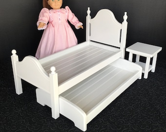 White doll bed for 18” dolls.  Shipping is now included in the price.