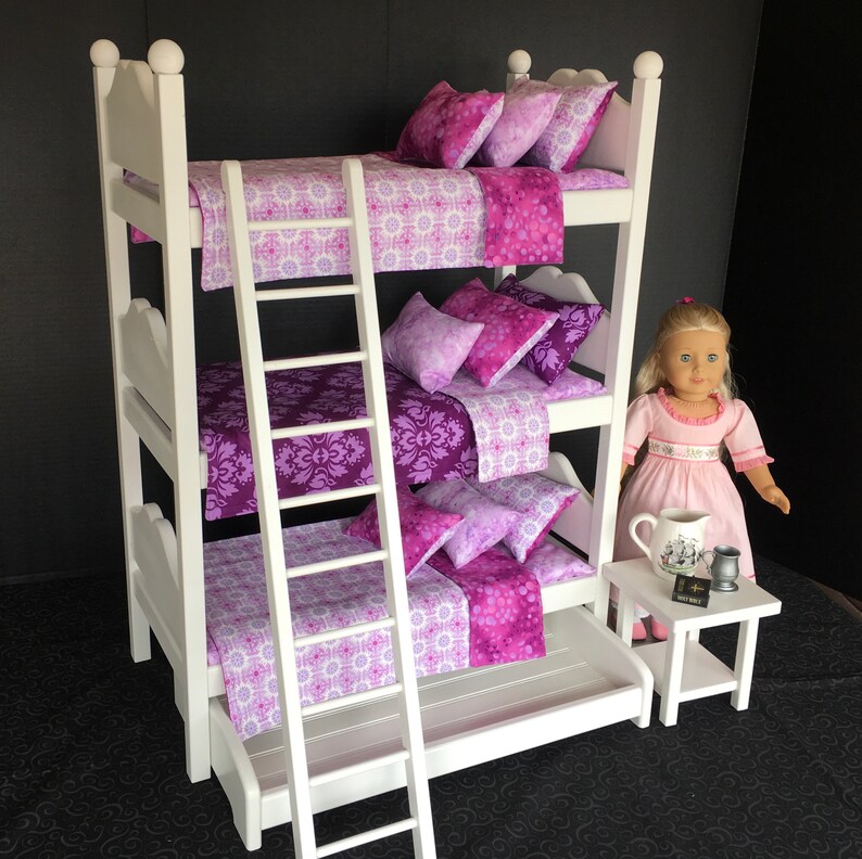 American Girl Doll Furniture Triple Bunk Bed With Purple Image 0