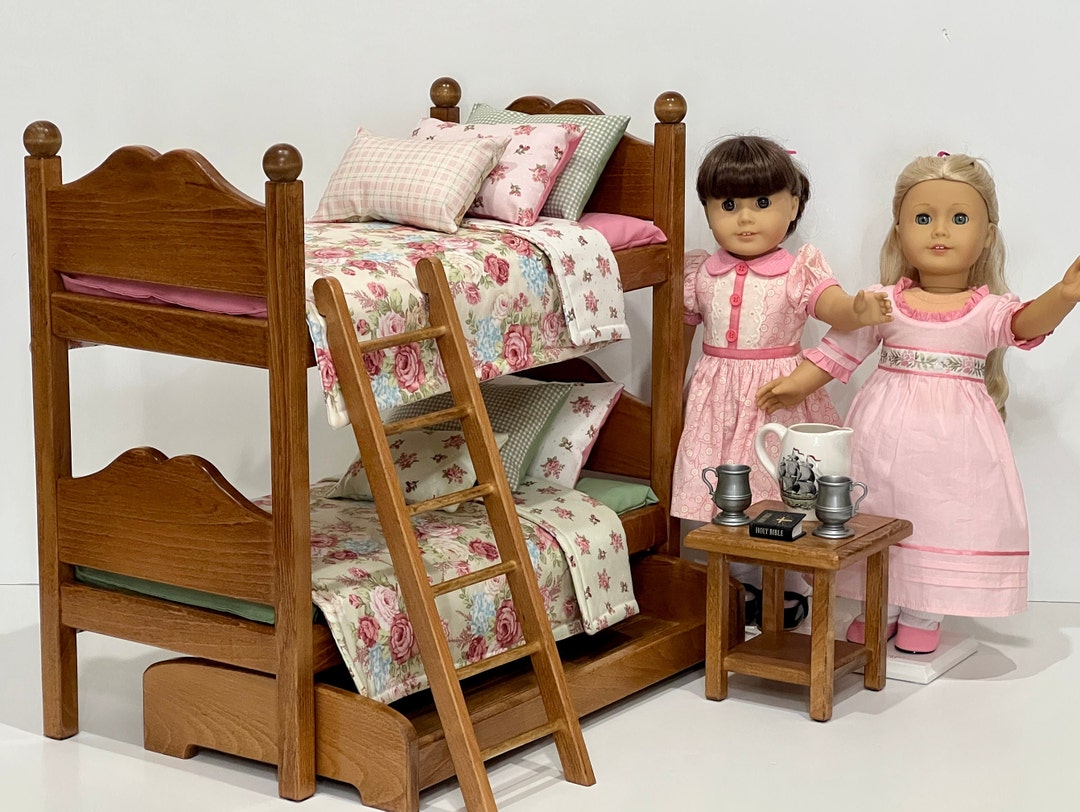Doll Bunk Beds for 18 in Dolls With Pink and Green Bedding. Etsy