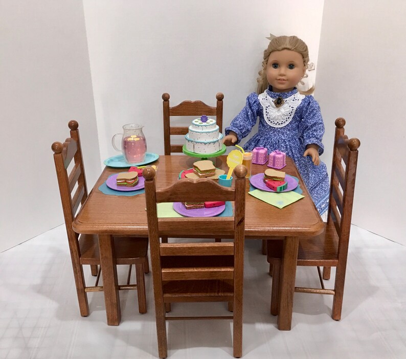 American Girl Doll Table 4 Chair Set For 18 Inch Dolls Etsy