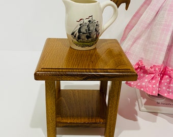 Square end table, nightstand for 18 in doll furniture.