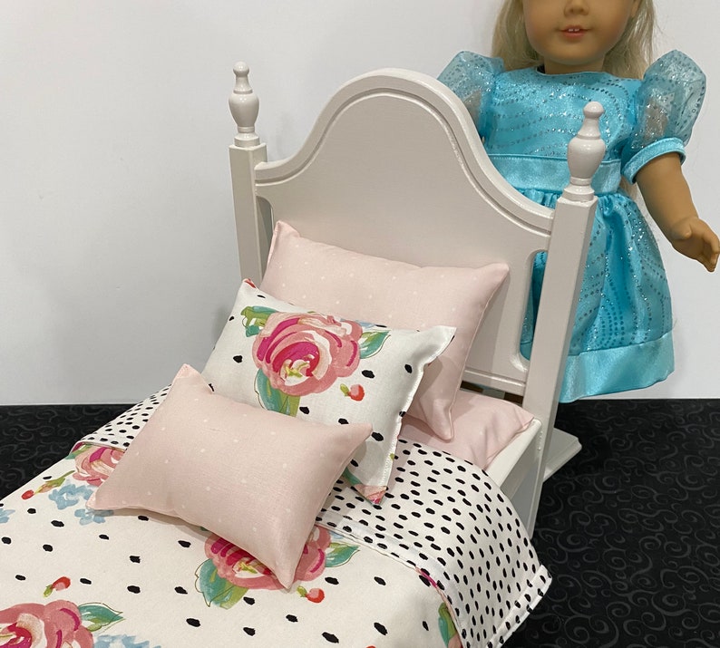 Doll furniture, 18-inch Doll furniture: a white bed with pink and white bedding. Shipping is included in the price. image 5
