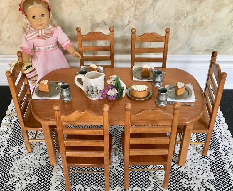 American Girl Doll Furniture Stained Table and Six Chairs for Etsy