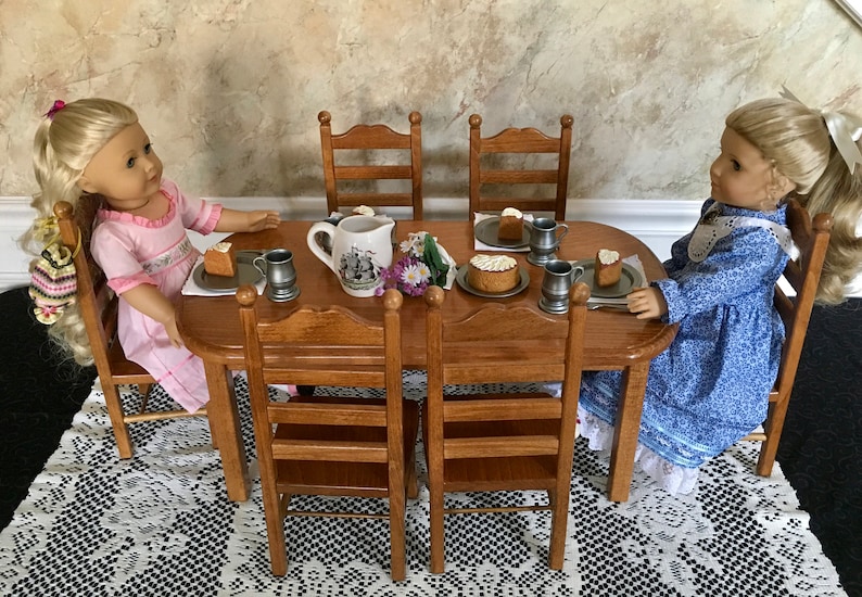 American Girl Doll Furniture Stained Table and Six Chairs for Etsy