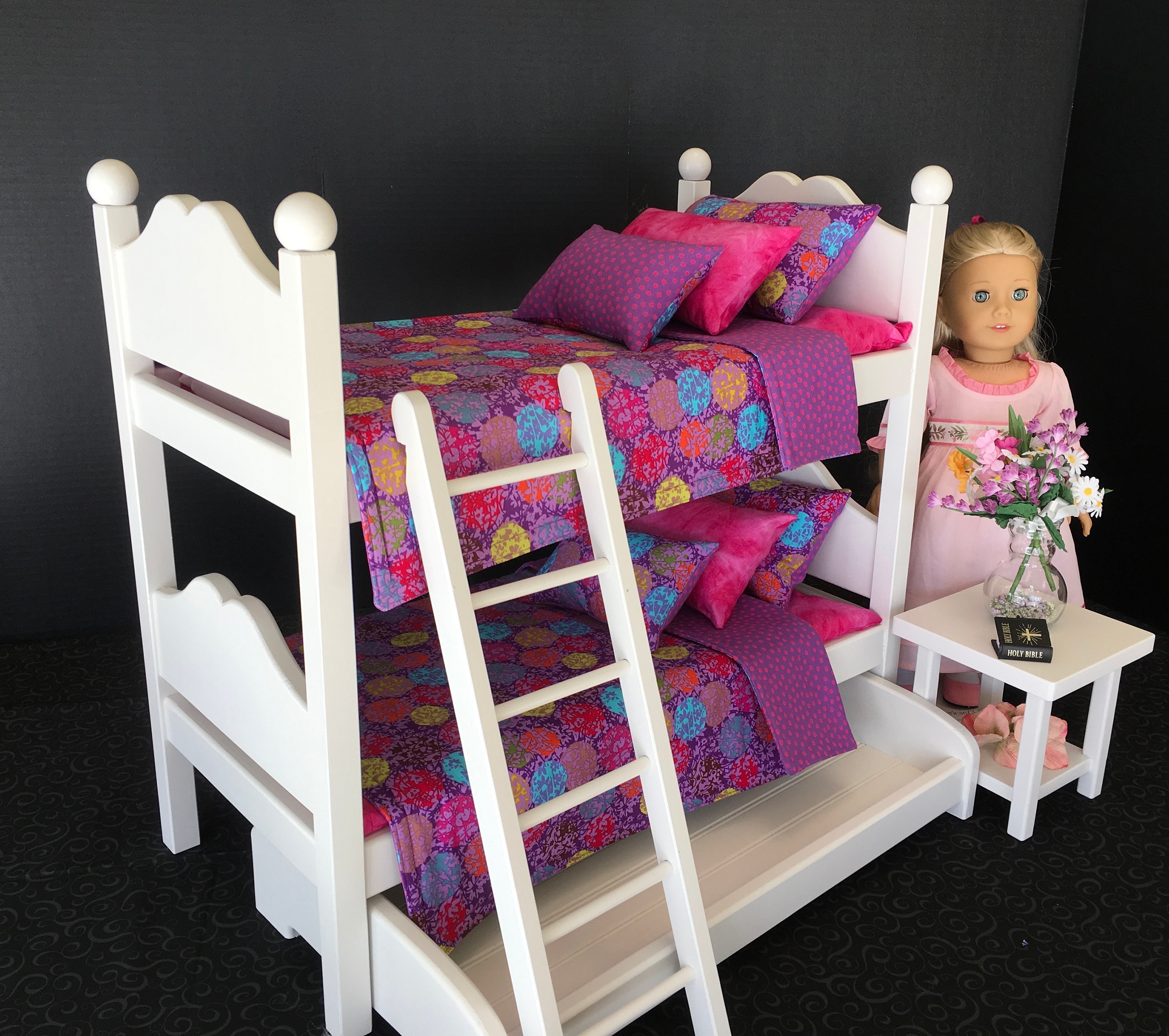 American Girl Doll white bunk beds with purple pink and Etsy