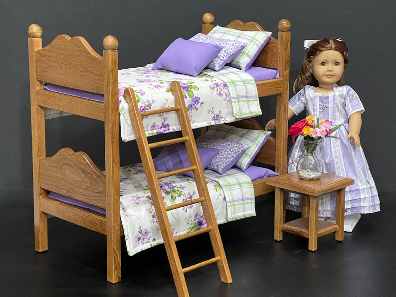 Doll bunk beds for 18-in dolls with Purple and Green bedding. Shipping is included in the price. image 8