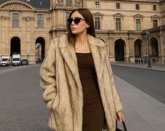 Luxury Faux Fur Coat | Oversized Lapel, Elegant Winter Cardigan