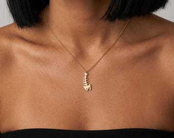 Fish Bone Necklace, Minimalist Fish Skeleton Pendant Necklace, Gold Coastal Jewelry for Women, Ocean Inspired Dainty Beach Necklace Gift