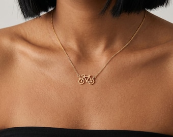 Bicycle Necklace, Minimalist Bike Pendant Necklace, Gold Cycling Jewelry Gift for Women Men, Dainty Cyclist Lover Everyday Necklace
