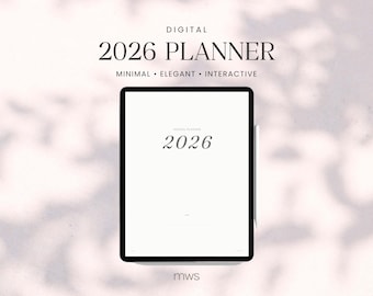 Agenda numérique 2026 avec modèle quotidien | Agenda minimaliste élégant pour iPad
