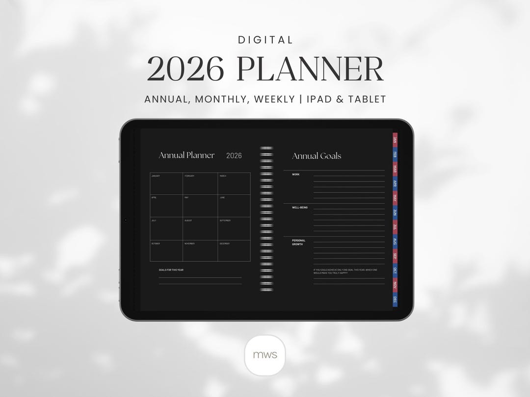 2026 Dark Mode Digital Planner | Hyperlinked Yearly, Monthly & Weekly ...