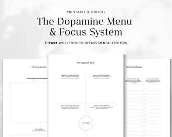 Digitaler ADHS-Planer, Arbeitsbuch für exekutive Funktionsstörungen, minimalistische Vorlage für Brainstorming, ADHS-Tagebuch für Erwachsene, tägliche Fokusroutine, druckbare PDF-Datei (A4)