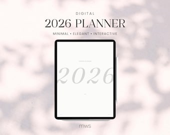 2026 Digital Planner | Minimalist iPad Planner with Daily, Weekly, Monthly Pages | GoodNotes & Notability PDF