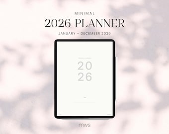Agenda Digital Minimalista 2026 | Agenda Mensal Datada para iPad e GoodNotes