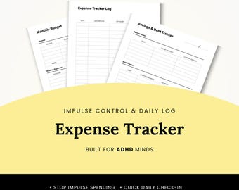 Paquete de planificador de presupuesto para TDAH, cuaderno de trabajo financiero en PDF, registro de gastos impulsivos, organizador de suscripciones de facturas, imprimible de GoodNotes