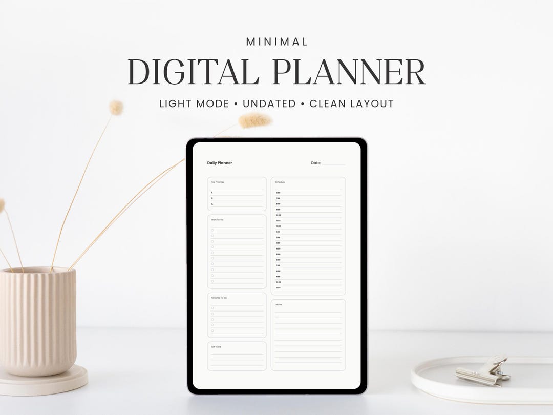 Minimal Digital Planner PDF | Undated iPad Planner for Goodnotes - Etsy