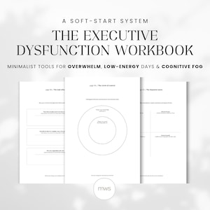 Arbetsbok för exekutiv dysfunktion, ADHD-planerare, minimal depression, journal, utbrändhet, återhämtning, överväldigande lindring, mall, A4 US Letter, digital PDF