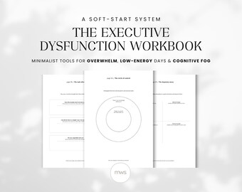 Exekutiv Dysfunktion Arbeitsbuch ADHD Planer Minimal Depression Journal Burnout Genesung Überwhelm Relief Vorlage A4 US Letter Digital PDF
