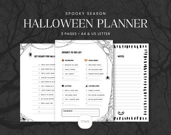 Planificador imprimible de Halloween/Organizador digital, notas y listas de verificación, descarga instantánea en PDF