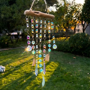 Handcrafted Crystal Tree Leaf Wind Chime for Garden or Memorial