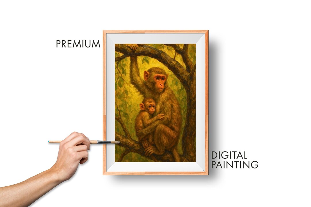 Rustic Monkeys Rustic Monkey Oil Painting Style: Digital Download Wall Art - Etsy
