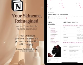 Skincare Notion Template | Routine Tracker, Skin Profile & Product Inventory