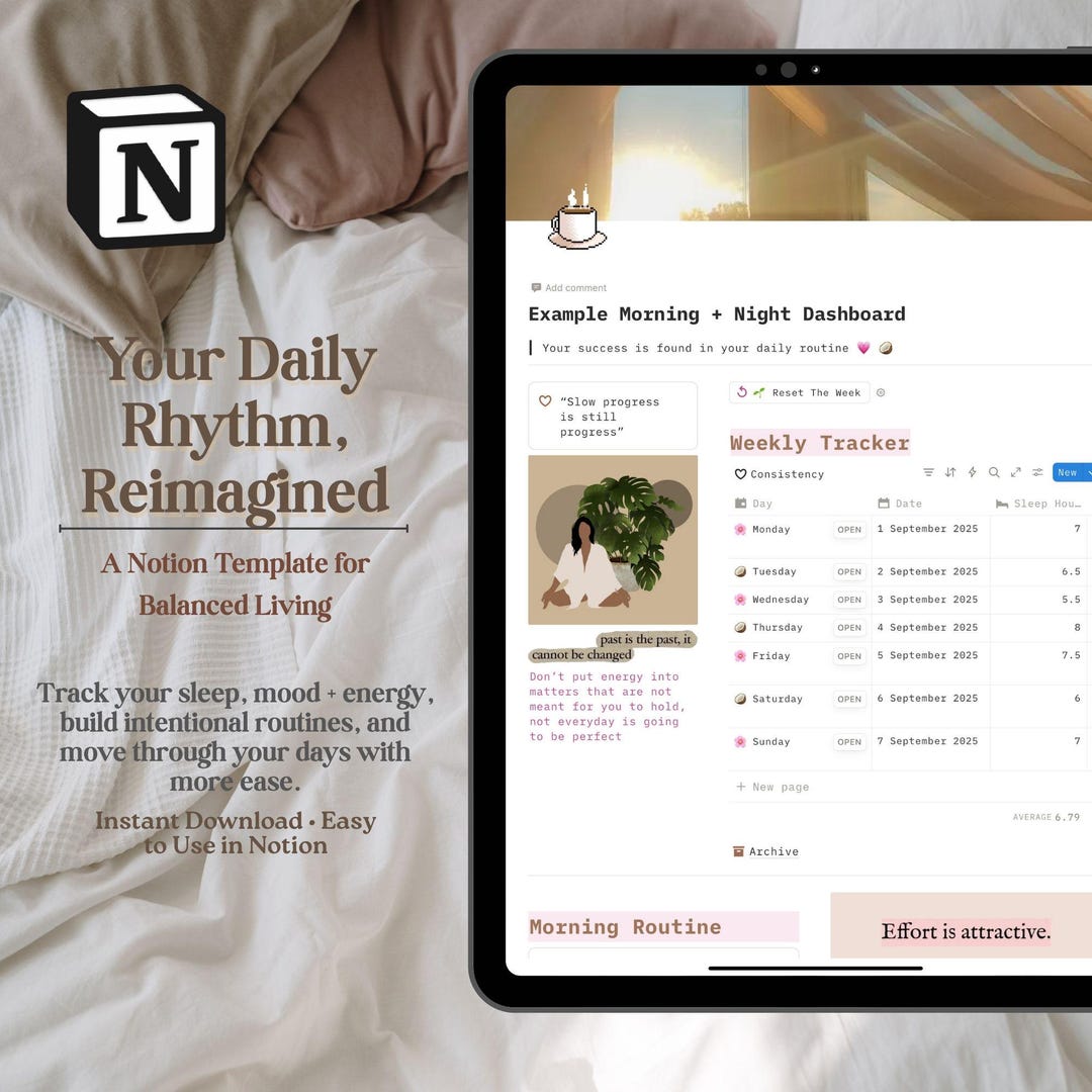 Notion Morning Routine Notion Morning + Night Routine Template | Daily Habit Tracker, Weekly ...