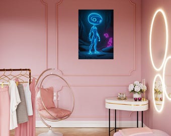 uma figura de rocha brilhante em neon - rosa