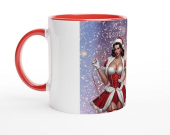 Feliz Natal - Caneca de cerâmica branca 11oz com cor no interior