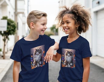 Gato Norueguês da Floresta - Camiseta Infantil Clássica Gola Redonda | Gildan® 5000B