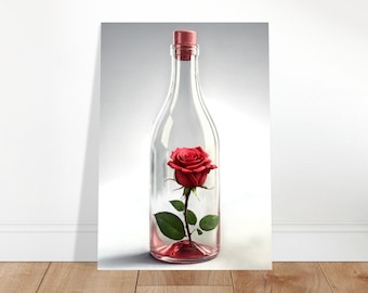 Rosa em uma garrafa - impressões de arte