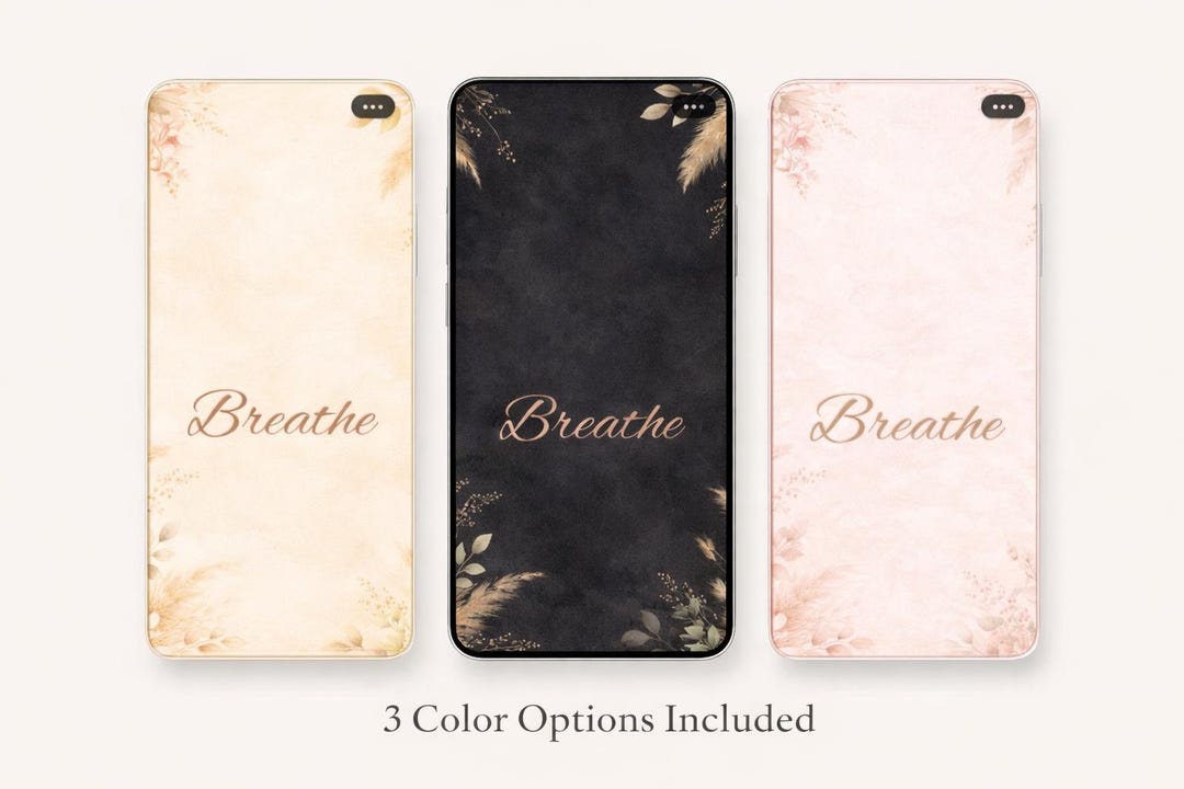 Breathe Phone Wallpaper Set, Botanical Neutral Lock Screen (digital ...
