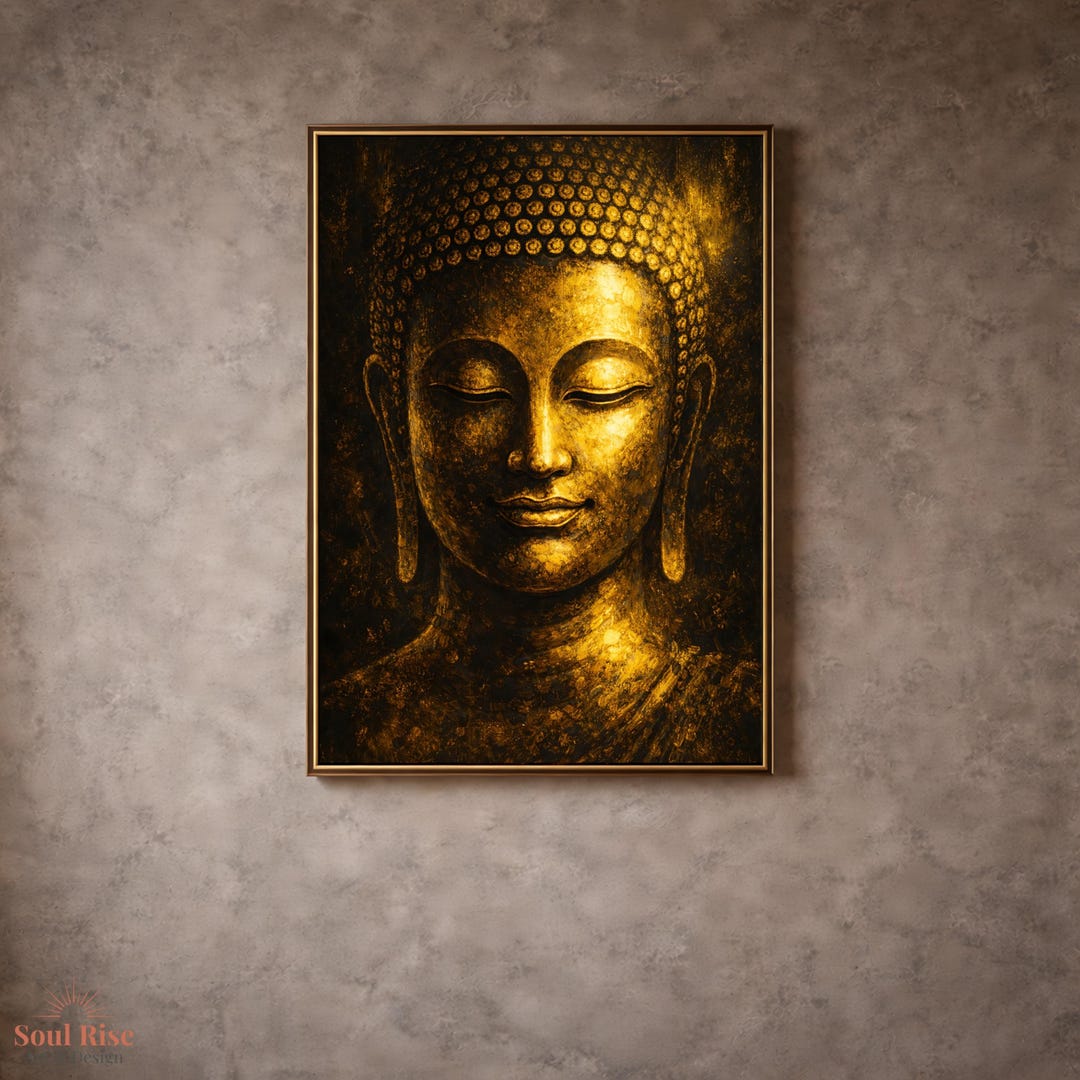 Golden Buddha Wall Art, Zen Meditation Wall Art Print, Spiritual Buddha ...