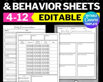 Special Education Teacher Communication Sheets | Teacher Resource Printable Behavior Tracker Sheets | Elementary Teaching Classroom