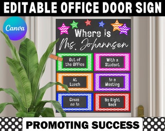 School Psychologist Door Sign | Social Worker Office Decor | Editable Office Sign | Personalized Gift | Canva Template