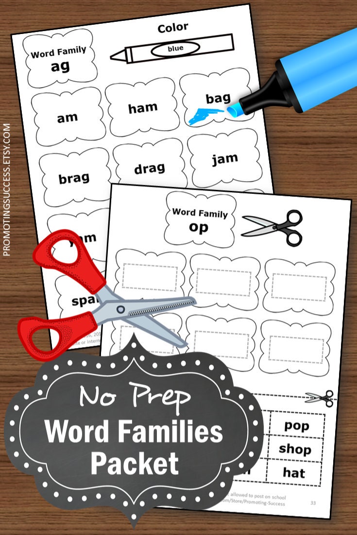 Word Family Printables Word Families Kindergarten 1st Grade | Etsy