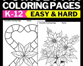 Poinsettia Coloring Book | Christmas Coloring Page | Holiday Coloring | Digital Download PDF