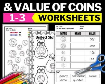 Mathe Homeschool Aktivität Mathelehren Geld Arbeitsblätter Printable Download PDF