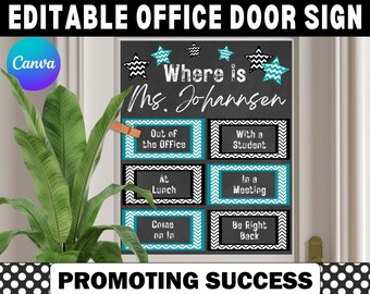 Druckbares Büro Türschild | Personalisiertes Hauptgeschenk | Bearbeitbares Canva Template | Digitaler Download